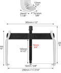 Heavy Duty 12 Inch 2 Jaw Gear Puller with Adjustable Clamping Depth and Steel Construction Displaying Dimensions