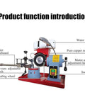 Pro Shop Saw Blade Sharpener And Precision Gear Grinder With Water Cooled Electric Angle Mill Rig For Carbide Tipped Woodworking Cutters Built Tough Iron Frame Grinds Flat Tames Dull Teeth Up To 700Mm showing labeled components.