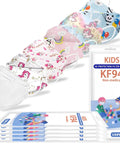 Kids KF94 Disposable Masks With Fish Mouth Design, Four-Layer Protection, Ultra Comfy, 60 Individually Packaged, 6 Patterns Displayed