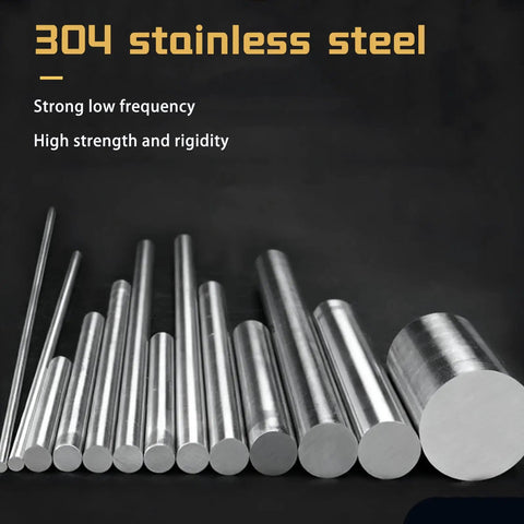 Tough As Nails 500mm 304 Stainless Steel Round Bar 18mm Diameter Solid Metal Rod For DIY Fabrication Industrial Machining And Hella Reliable Project Builds in various sizes on display.