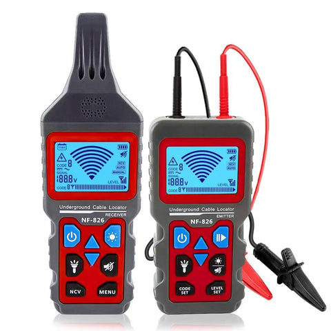 Underground Cable Locator And All In One Wire Tracker Tool With Circuit Tracer And Pipe Detector, front view display.