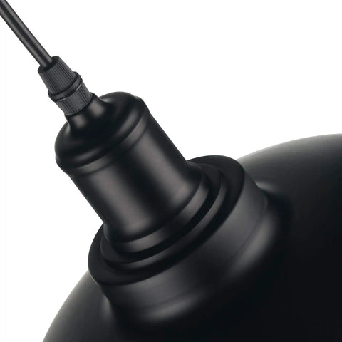 Close-up of Dope Industrial Pendant Light With Plug In Cord Retro E26 Hanging Ceiling Lamp On Off Switch Oil Black Shade