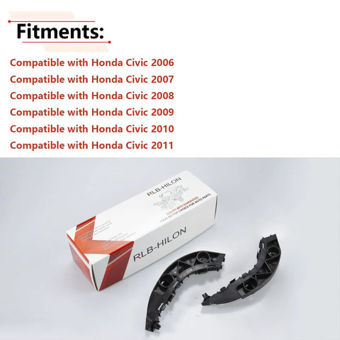 RLB-HILON front bumper brackets pair for Honda Civic 2006–2011, driver and passenger sides, black plastic.