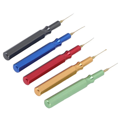 Five Piece Watch Lubricant Oiler Set With Fine Tip Oil Pin Pen For Delicate Gears, steel pens in black, blue, red, gold, green