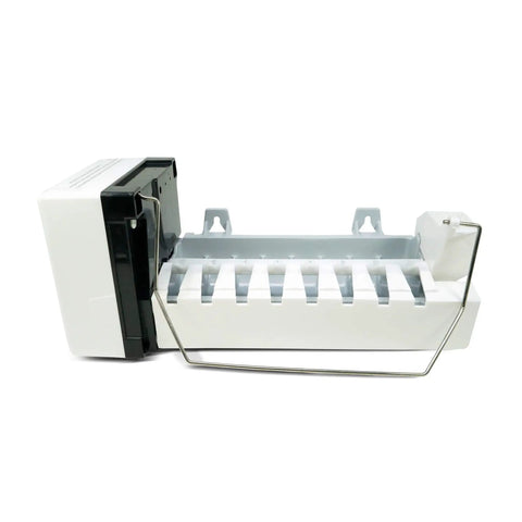 Replacement Icemaker For Frigidaire Refrigerator Models 218226700 218699501 218713500 240352401 shown from side angle