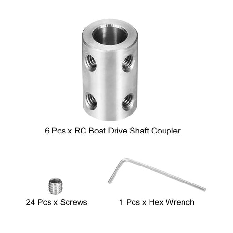 Rigid 8mm To 8mm Shaft Coupler Connector, 22mm Long By 14mm Dia Steel Joint, 6 pcs, with screws and hex wrench