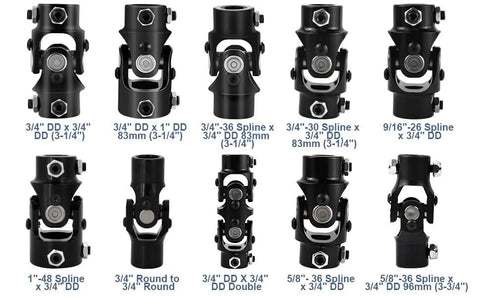 36-inch 3/4 DD steering shaft universal joint; black metal, Amazon brand, shown from 12 angles