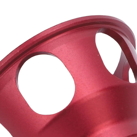 Close-up of Heavy Duty Vertical Hole Punch Locator And Straight Angle Drilling Jig with red alloy material and hole design.
