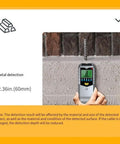 5-in-1 Wall Scanner for stud Finder Deep Scan Metal 5-in-1 Wall detecting metal in wall, showing screen details, handheld device.