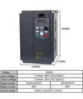 Beefy Frequency Inverter 15KW VFD Speed Control 380V Motor Drive For Lathe 3 Phase Asynchronous Motors Supports 18.5KW 25HP 380V, front view with dimensions