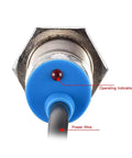 Inductive Proximity Sensor Switch M12 Shield Type LJ12A3 2 Z BY 2mm Detect Distance 10 To 30 V DC 200mA PNP Normally Open 3 Wire Cable 120cm For Metal Detection and Automation, blue rear view with cable
