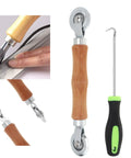 2 In 1 Screen Roller Tool Kit With Bearing Spline Rollers And Wooden Handle Puller Hook for quick door and window screen installation.
