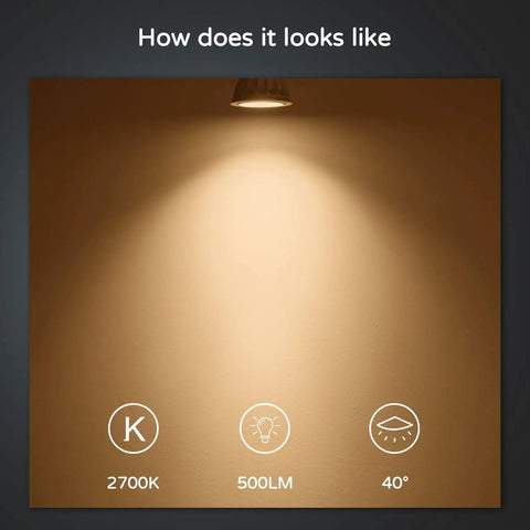 Room illuminated by Dimmable MR16 LED Bulbs With GU5.3 Bi-Pin Base, 2700K Soft White, showing 40-D narrow beam angle.