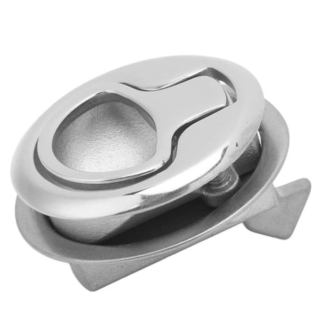 Chrome 44mm flush-mount boat locker pull handle, 316 stainless steel marine hardware