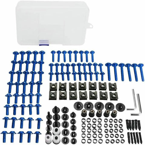 Universal Motorcycle Bolts Kit Screws Full Fairing Fasteners With Washers Clips Nuts 177 Pieces For Most Motorcycles shown