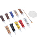 10 Color Wood Furniture Repair Kit with 20ml putty tubes and tools for cabinet touch ups, DIY home restoration, scratch fixes.