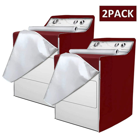 Two Pack Waterproof Washer And Dryer Covers With Zipper For Front Load And Top Load Machines Red Durable Fabric All Weather Protection