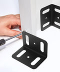 Installing heavy duty metal corner brackets L shaped right angle braces on furniture
