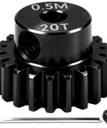 Beefy Hardened Steel 0.5M Pinion Gear 20T With 2mm Bore for RC Cars and Helicopters, smooth gear mesh, steel tool, screw included