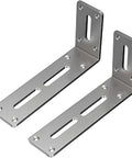 Heavy Duty Stainless Steel L Corner Shelf Brackets Set, Right Angle Wall Mount Shelf Brackets, 5x9x18 cm, front view