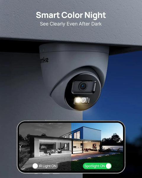 16 Channel 4K PoE Security System With Eight Outdoor 4K Cameras, 12MP NVR With 4TB HDD, AI Motion Detection, spotlight on wall