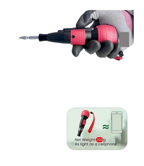 Tecjhjz Mini Electric Screwdriver Digital Torque Control With Led Light Rechargeable Lithium Battery For Home Repair Auto Moto Maintenance Compact Power Tool Adjustable Speed Precision Driver held in a gloved hand.