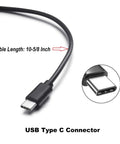 Close-up of USB Type C connector cable with 10-5/8 inch length, part of Waterproof 12V and 24V to 5V DC Converter With USB C Output 3A Max High Efficiency Up To 96 Percent Ideal For Raspberry Pi 4 Smartphones And Car Electronics.