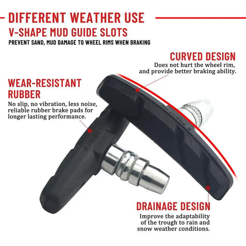 Six Pairs Bike Brake Pads With Hex Nuts And Spacers For Cruiser Mountain Bikes And MTB, showing curved and wear-resistant design
