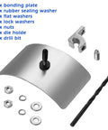 No-Fuss BWB680AG Pool Bonding Kit components including stainless bonding plate, washers, nuts, and drill bit for skimmers
