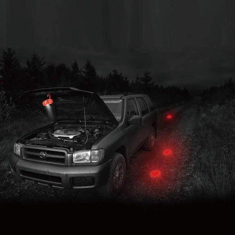 USB Rechargeable LED Road Flares Emergency Lights Kit With Magnetic Base Three Beacon Discs For Vehicles And Boats roadside warning