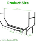Diagram showing Heavy Duty Firewood Rack Outdoor With 880Lb Capacity 6 Ft Elevated Wood Storage On Weather Resistant Metal Frame.