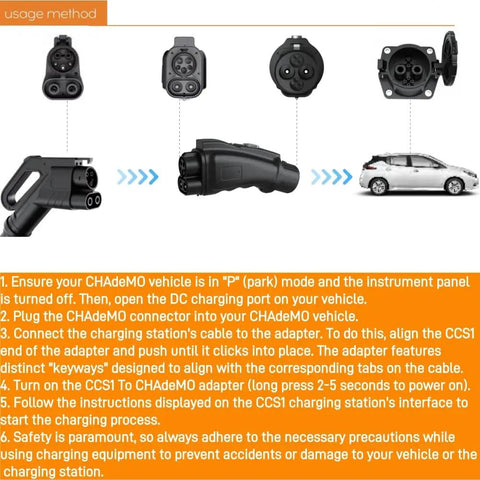 Road Ready CCS To CHAdeMO EV Fast Charging Adapter DC 1000V 250A Japanese Plug And Play Heavy Duty Connector usage instructions