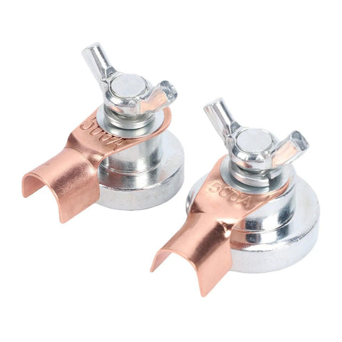 Rugged Magnetic Grounding Clamp Built With Strong Brass And Stainless Steel For Welding Jobs, featuring secure grip design.