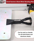 Three Piece Handy Hand Seamer Set With Non Slip Grip For Sheet Metal Edge Bending And Sealing in use on metal sheet
