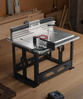 Straight Up Heavy-Duty Bench Top Router Table, Full Size Portable Shop Workhorse with stable fence on a wooden workbench.
