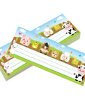 Farm Animal Desk Name Plates for Kids, Back to School Classroom Decor, 36 Pack Primary Students Desk Tags, Bright Cardstock, 3.25 x 9.5 Inches, Single Sided Nameplates for Desks and Cubbies showing cute farm animals and wide writing area on multicolor cardstock.