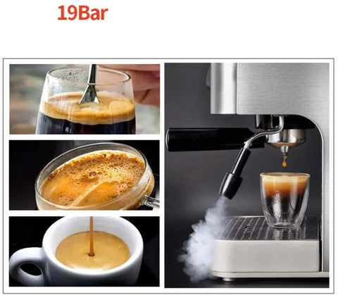 Semi Automatic Espresso Machine With 19 Bar Pressure Dual Temperature Control Steam Milk Frother brewing coffee