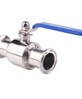 Tri-clamp ball valve, 1.5-inch, stainless steel 304, blue lever