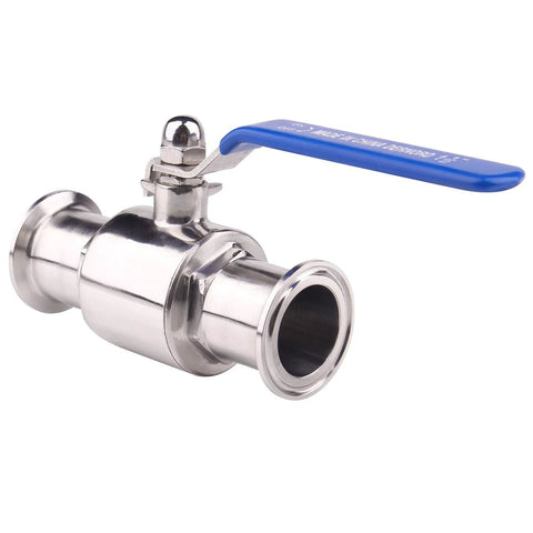 Tri-clamp ball valve, 1.5-inch, stainless steel 304, blue lever
