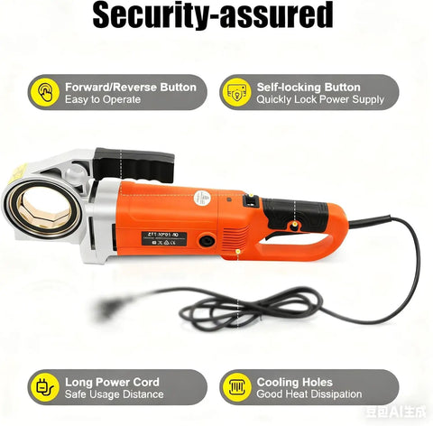 No Sweat 200W Electric Pipe Threader For Half To 2 Inch Pipes, 26Rpm Copper Motor, showing orange body and cooling holes.
