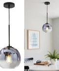 Bold Mercury Glass Pendant Light With Silver Gradient Globe Mid Century Modern Kitchen Island Ceiling Fixture