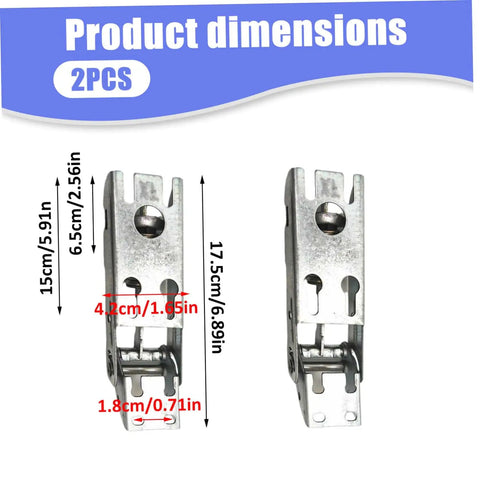 2 Pack Heavy Duty Metal Refrigerator Freezer Door Hinges With Housing Replacement Appliance Parts dimensions shown