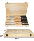 Full Size Indexable Carbide Tipped Wood Lathe Turning Tools Set With Rubber Handle, 6 In 1 Kit in wooden box with six tools