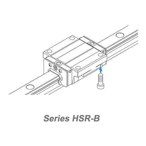 Top Rated Hsr25b Block Guide Slider Flange Through Hole Linear Rail Slide Kit mounted on a rail with bolt detail.