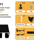 Heavy Duty Ceiling Curtain Track System With Clips, Silent Smooth Aluminum Rail, Wall Or Ceiling Mounted Room Divider For Living Room, Bedroom, Patio And Sliding Doors, Extra Long 9ft Black showing accessories and 9ft rail