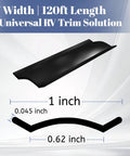 RV trim molding insert, 1-inch width, 120 ft length, black exterior weather-stripping for campers