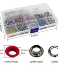 300 Set Metal Grommet Kit With Eyelets And Washers, Includes Base, Punch And Install Tool, 10 Color Grommets, Storage Box Display