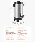 Big Batch 40 Cup Coffee Urn With Dripless Faucet And 203oz Capacity, 1090W Quick Brew, Auto Temperature Control, aluminum finish.