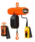 Portable Electric Chain Hoist With Wireless Remote Control 2000 Lbs Lifting Capacity 20 Foot Lift Single Phase