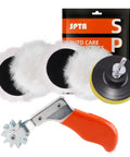 Dope 7 Piece Six Inch Wool Polishing Pad Kit with pad clean tool and 5/8-11 drill adapter for car polishing and buffing